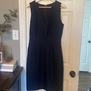 Wool and silk navy J Crew pencil dress with pockets, size 4 tall